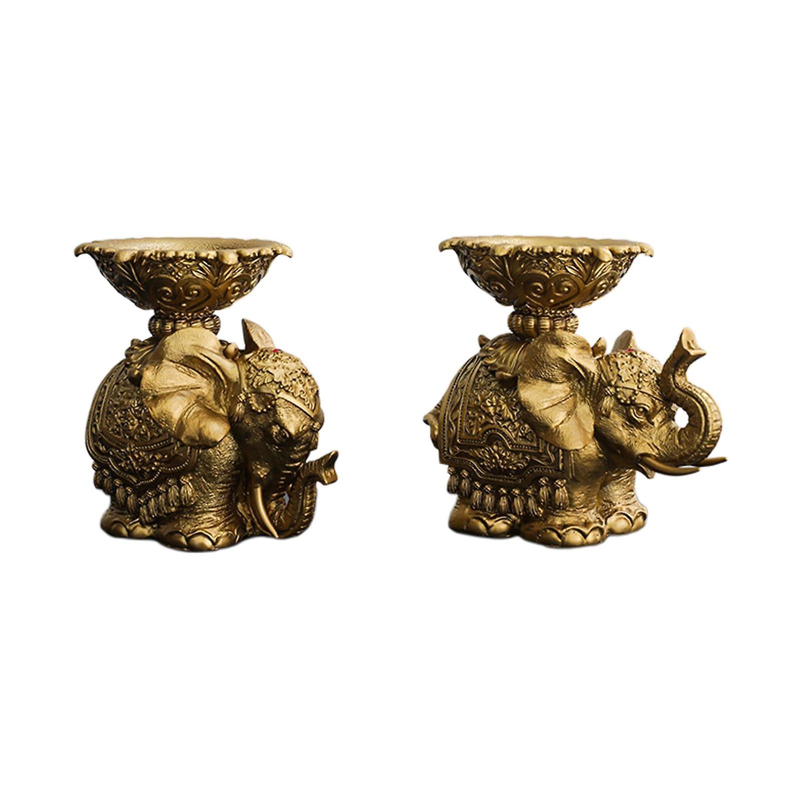 2x Pillar Candle Holder Light Luxury Elephant Statue For Party Table Wedding