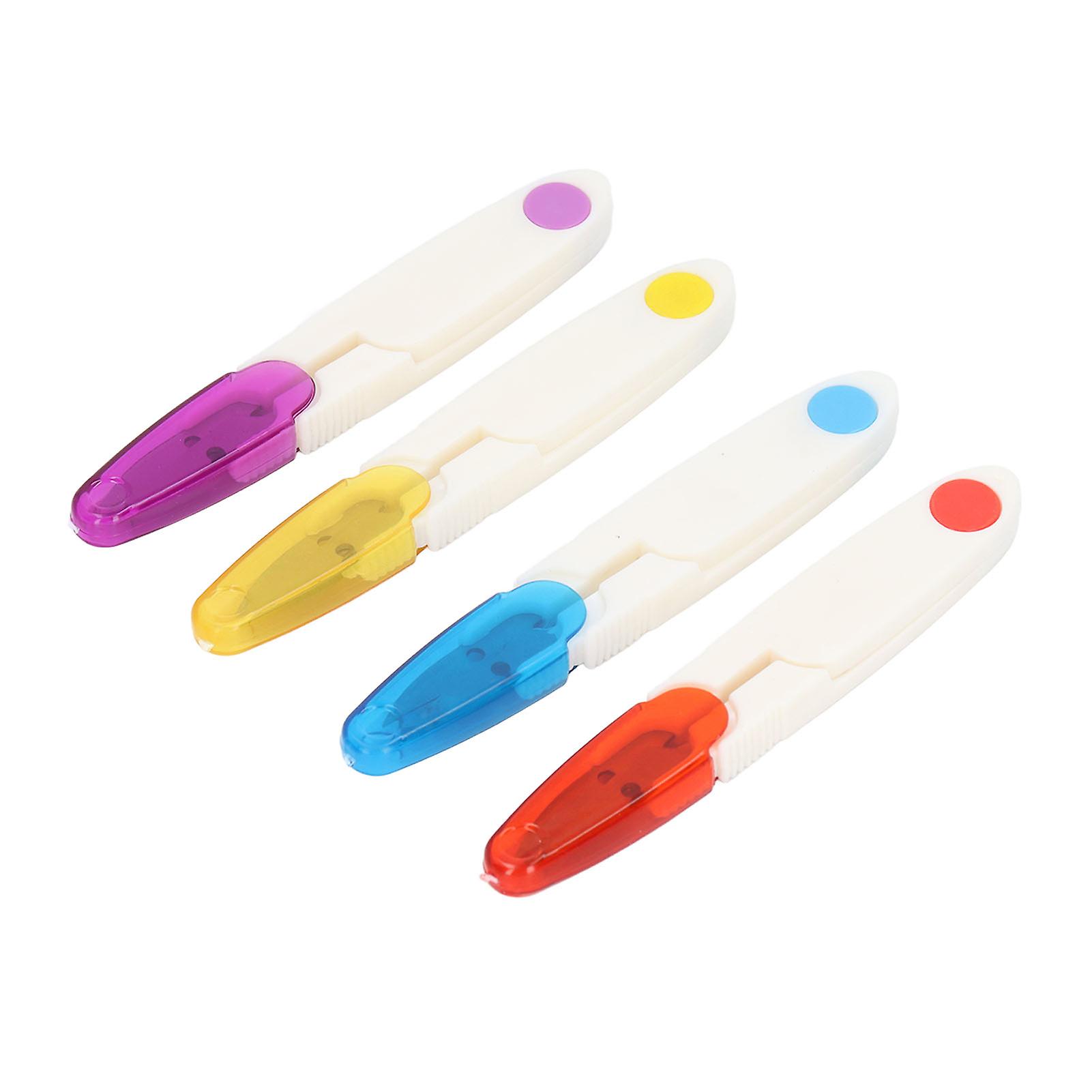 4 Pcs Thread Snips Small Compact U Shaped Fabric Scissors Embroidery Scissors with Cover for DIY Sewing Projects 