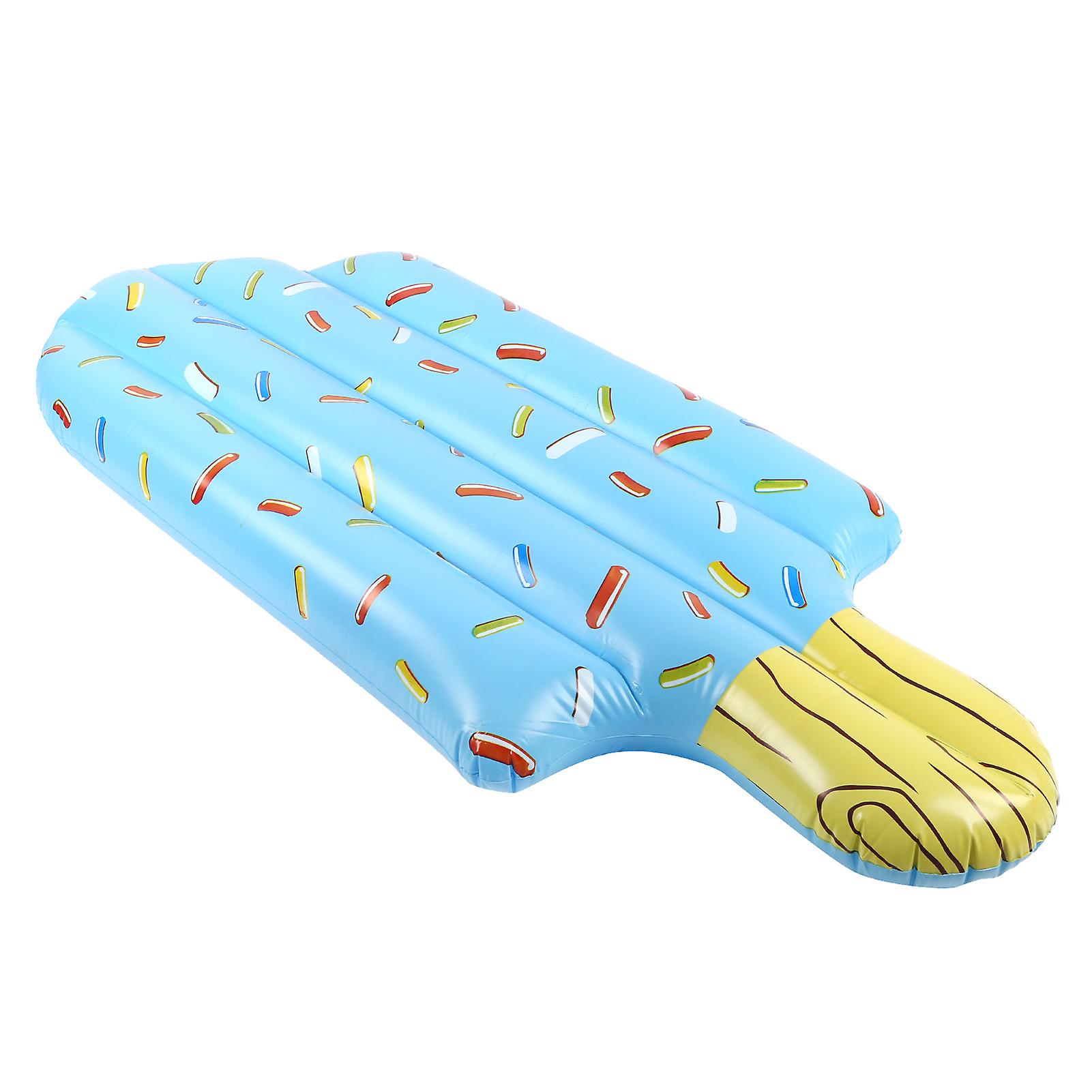 PVC Inflatable Floating Row Ice Cream Shaped Summer Pool Float Lounger Bed for Age 6+(Blue Ice Cream Floating Row )