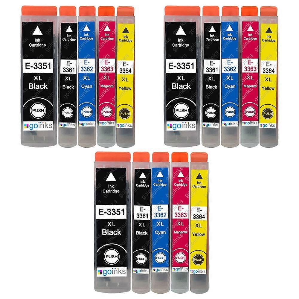 3 Set of 5 Ink Cartridges to replace Epson T3357 (33XL Series) Compatible/non-OEM from Go Inks (15 Inks)