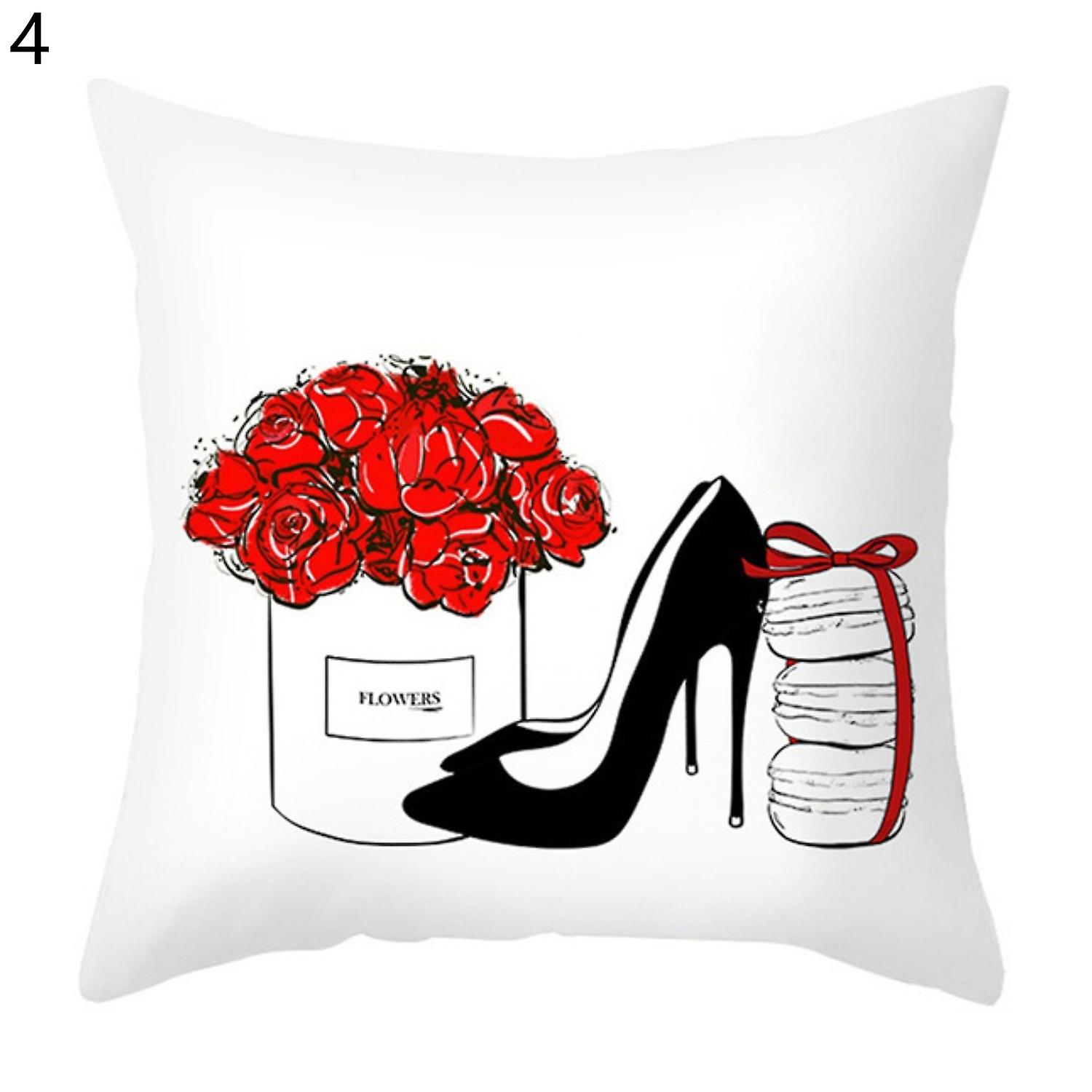 Roadoor Cushion Cover Soft Touch Stain Repellent Polyester Rose Floral Printed Pillow Sham Furniture