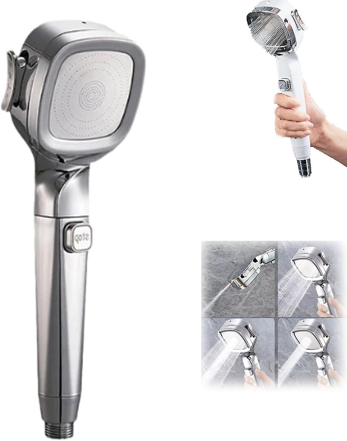 4-Mode Handheld Pressurized Shower Head with Pause Switch, High Pressure Shower Head, Adjustable Shower Nozzle Filter for Bathroom