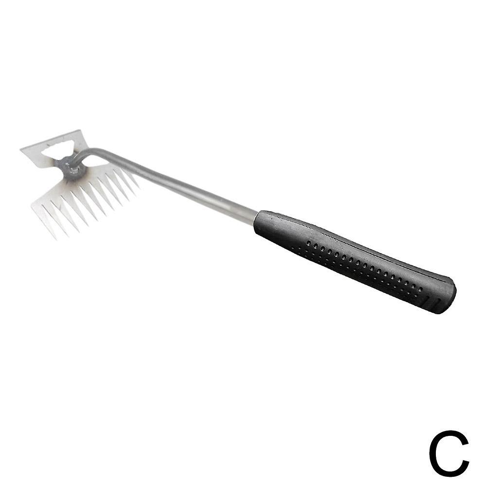 Steel Garden Weed Rake Ergonomic Handle Efficient Debris Removal Durable Multi Use Lawn Tool