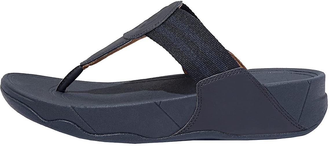 Fitflop Walkstar Midnight Navy Womens Leather & Textile Toe-Post Sandals