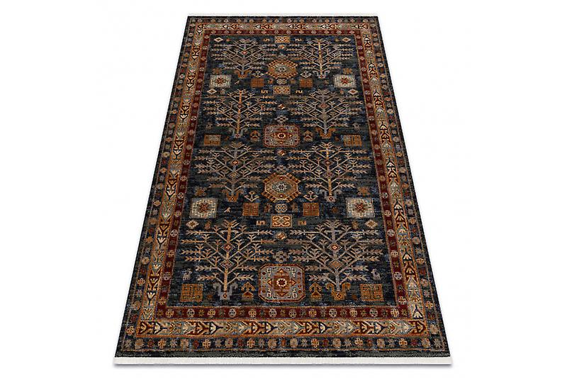 Carpet Wool KESHAN fringe, Frame oriental 6174/53511 navy / claret