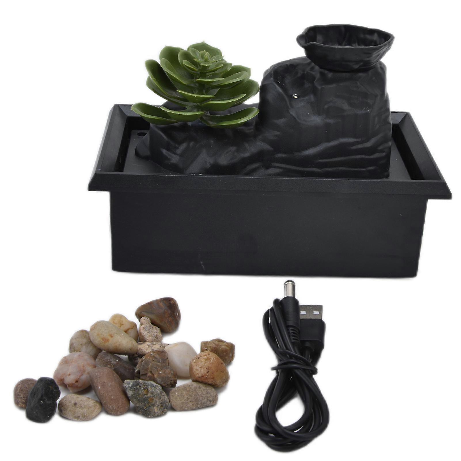 USB 3V Succulent Water Fountain Ornaments with LED Light for Indoor Home Office Table Decoration NO.7509