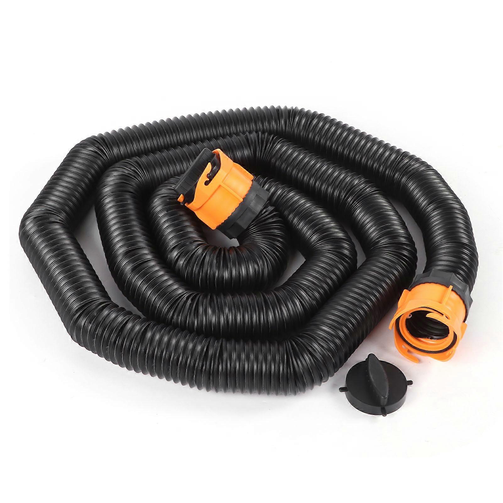15ft Sewer Hose Sewage Pipe Kit with Swivel Adapter Translucent Elbow Storage Caps RV Campers Parts E2U911