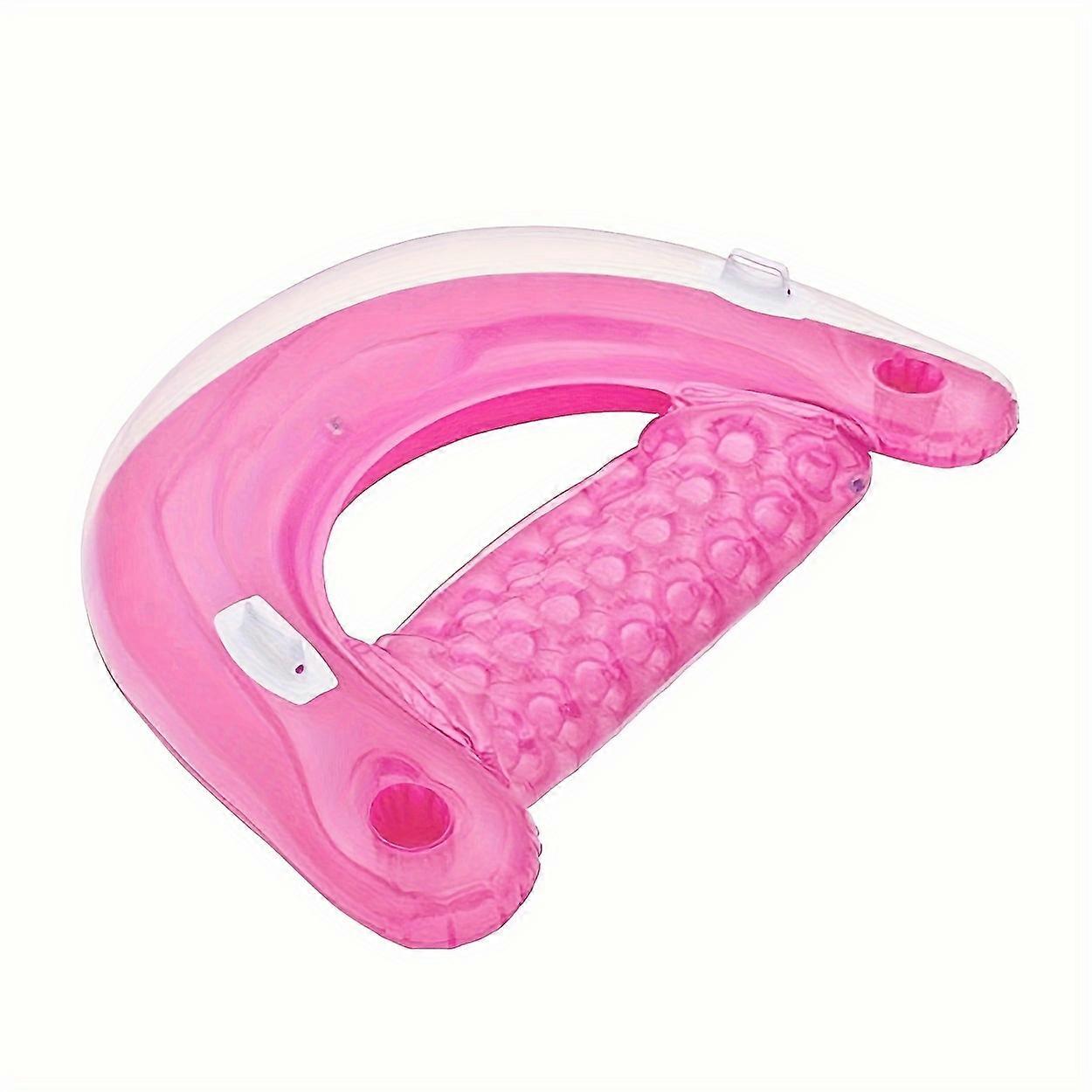 Pool Floats Adult Inflatable Chair Floats With Cup Holders & Handles - Happy Colorful Pool Floaties - Pool Float Comes In 3 Fun Colors, Blue & Pink &