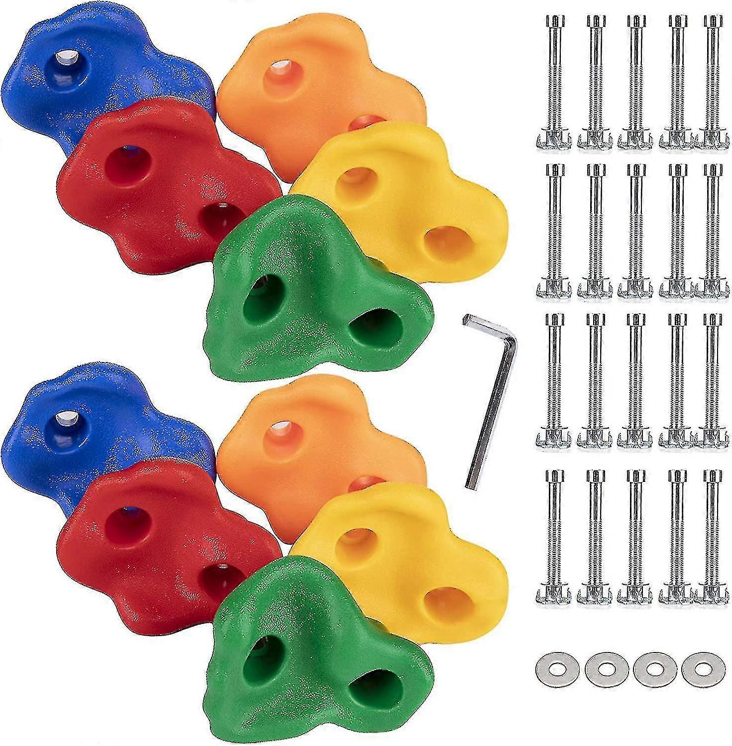 10 Pack Children's Climbing Holds, Mounting Hardware, Handles With Installation compatible Outdoor, 5 Colors