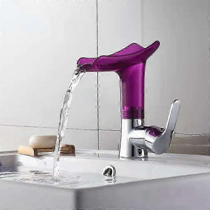 Lavabo in rame Cascata Acqua calda e fredda Mobile bagno Lavabo Household Countertop Lavabo rubinetto
