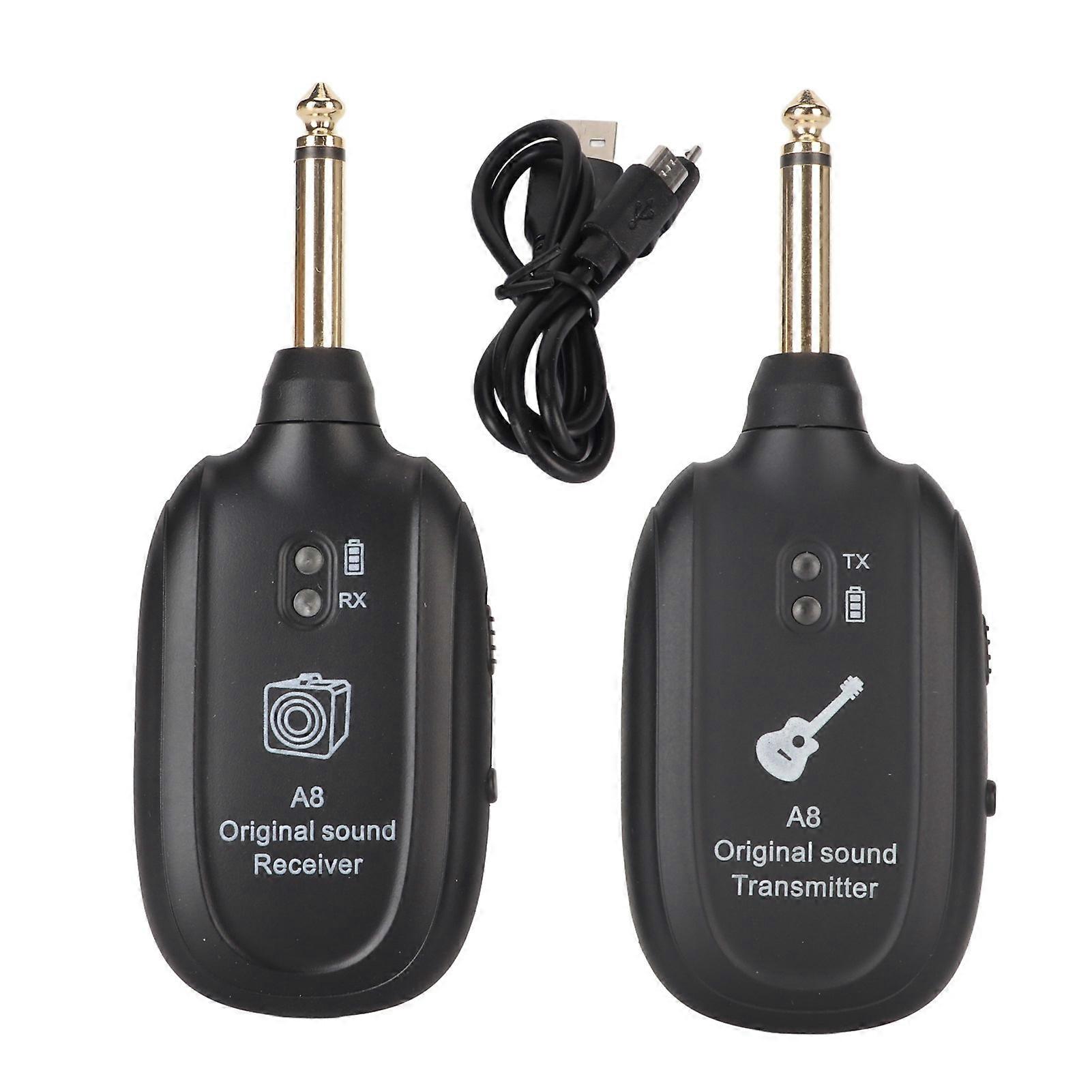 Guitar Wireless System Rechargeable UHF 730MHz 4 Channels Guitar Transmitter Receiver for Guitar Bass Violin Keyboard