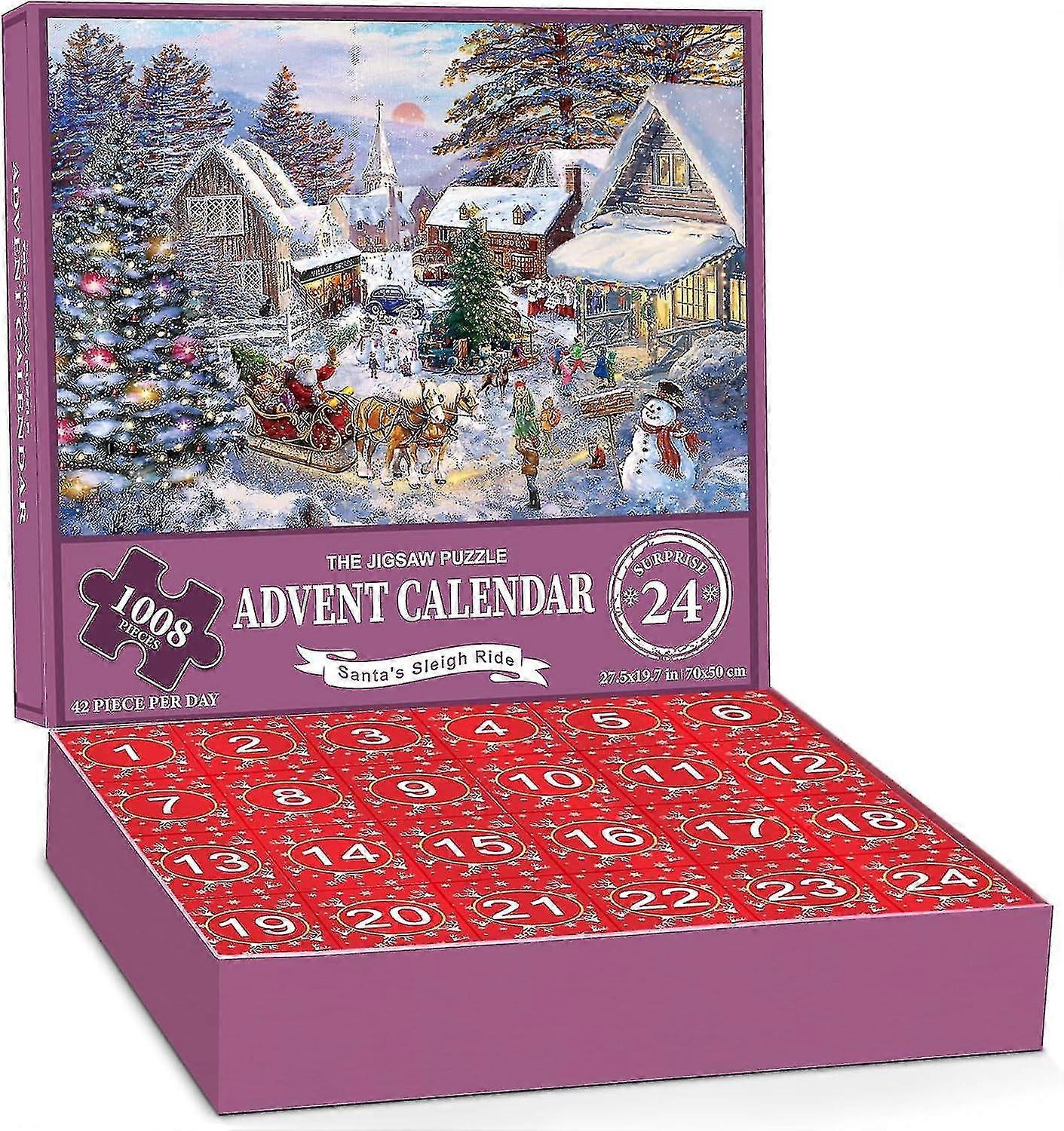 2023 Christmas Advent Calendar Puzzle, Advent Calendar Puzzle 1008 Piece 2023 Christmas Calendar Male And Female Santa Claus Gift Puzzle