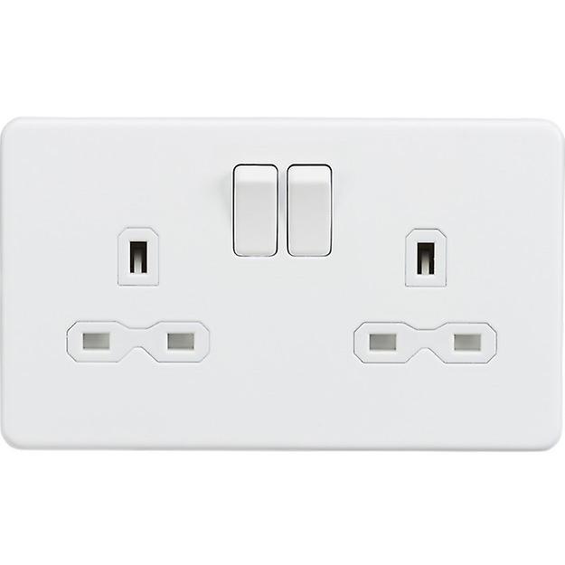 Knightsbridge Screwless 13A 2G DP switched socket - Matt white - SFR9000MW