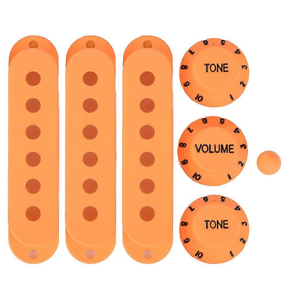 Electric Guitar Pickup Cover 6 Hole Single Coil Switch Tip Holder Tone Knobs Set Orange