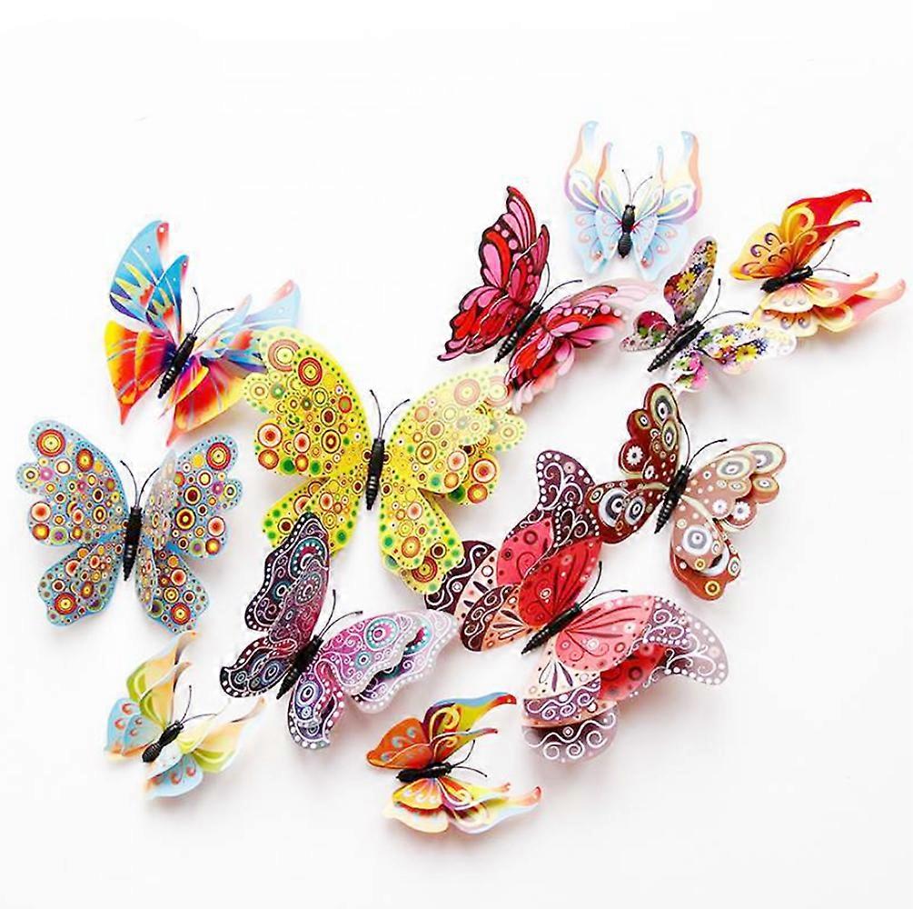 36PCS Double Layer 3D Butterfly Wall Stickers Removable Wall Decals Butterfly Decor