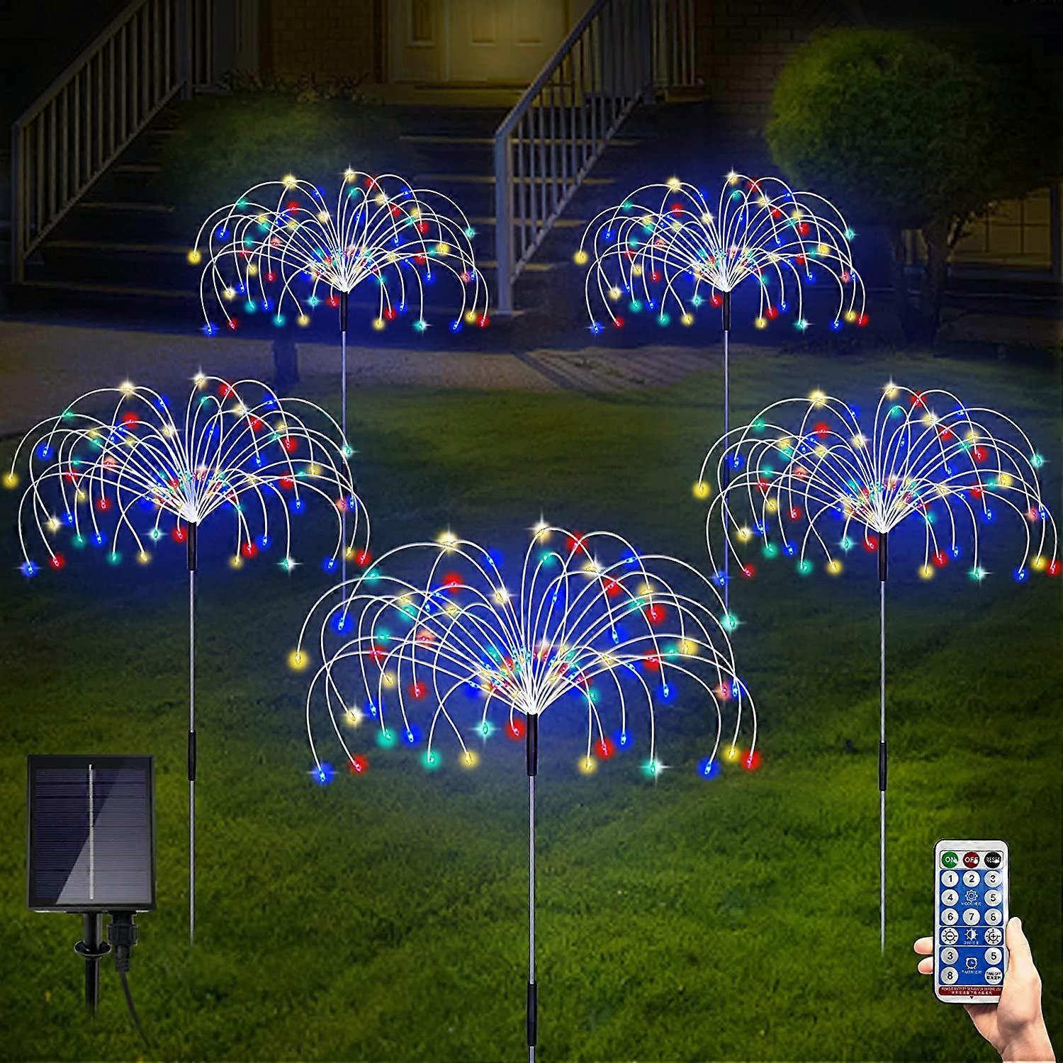 Solar Garden Lights, Firework Lights, 5 Pack (Colorful)