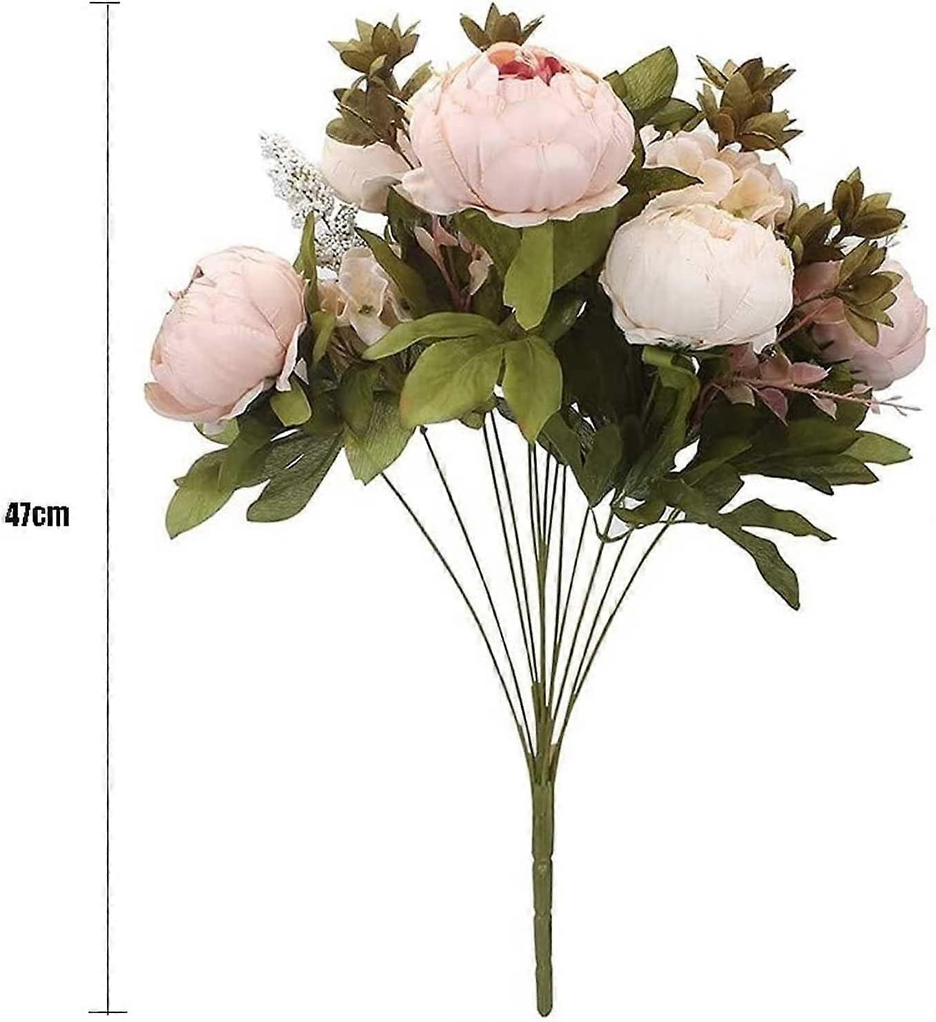 TRIXES Bouquet Di Peonie In Seta 13 Steli - Fiori Artificiali Rosa E Bordeaux, Composizione Realistica - 3