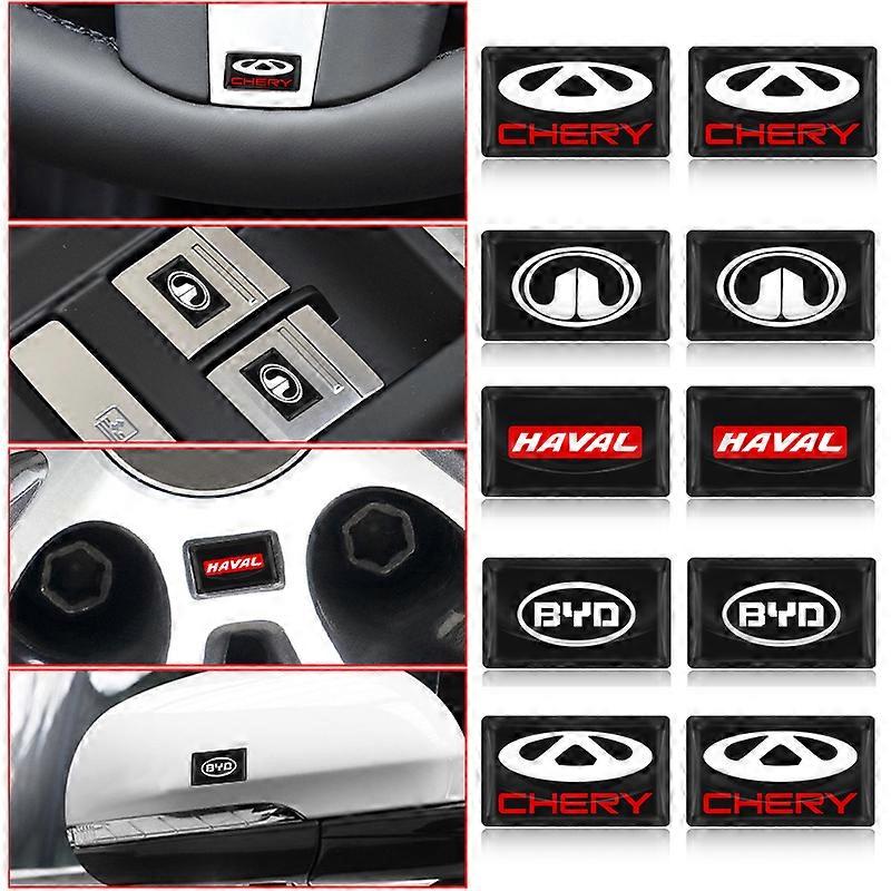 10pcs Car Logo UV Steering Wheel Decorative Stickers for BYD M6 G3 G5 T3 13 F3 F0 S6 S7 E5 E6 Car Accessories Decoration Goods JOHX