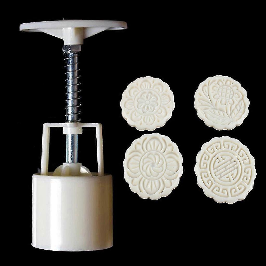 4pcs زهرة الطوابع القمر كعكة الديكور قالب برميل جولة قالب كعكة القمر 100g المعجنات كعكة القمر اليد Diy أداة