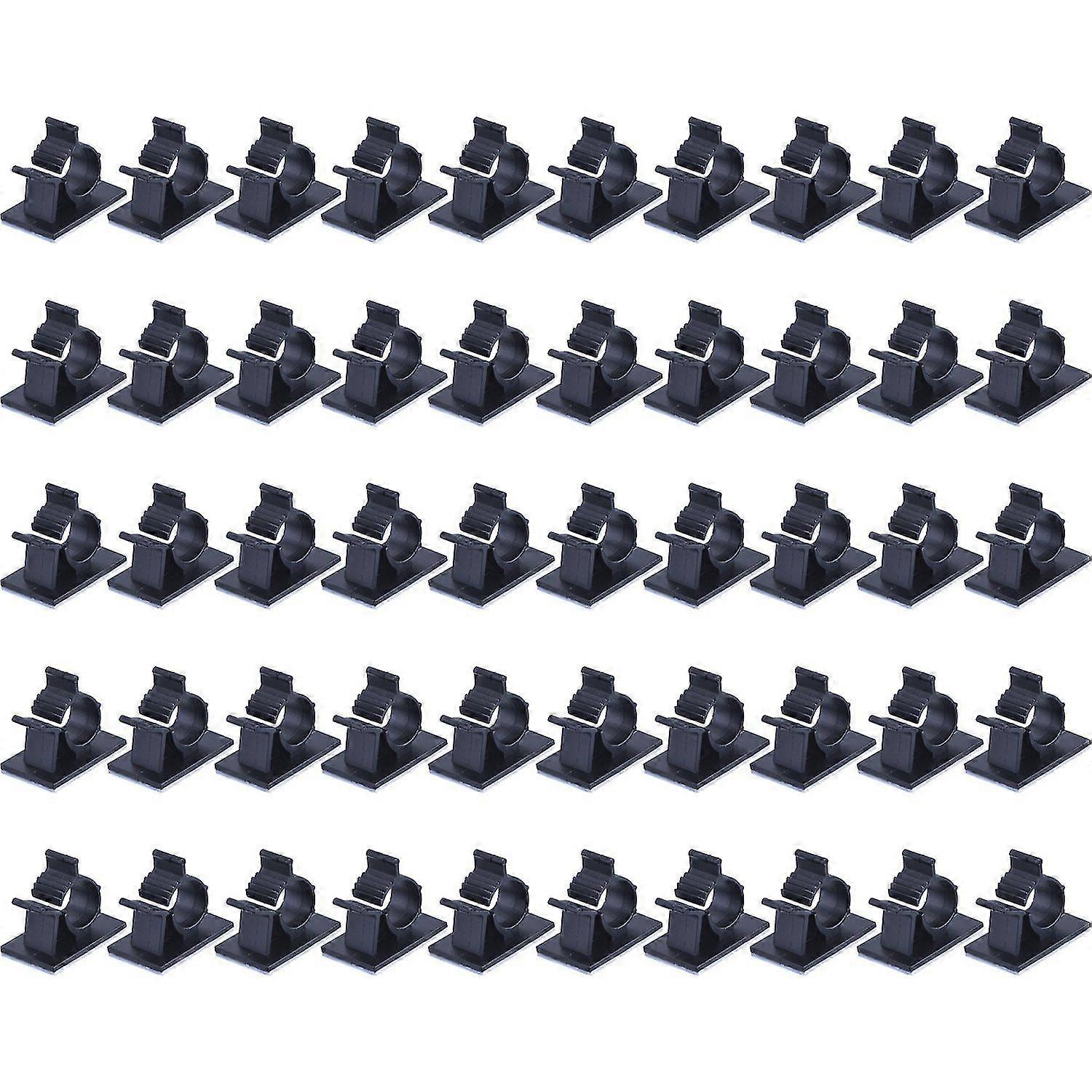 Adjustable Cable Clips Adhesive Nylon Wire Clamps Black 50 Pcs