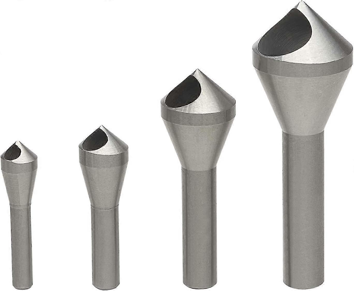 Countersink Chamfer Deburring Drill Bit Set, Titanium Coated Countersink Metal Deburring Drill Bits Tool For Diy Wool Metal Plastic Silver(4 Pcs )