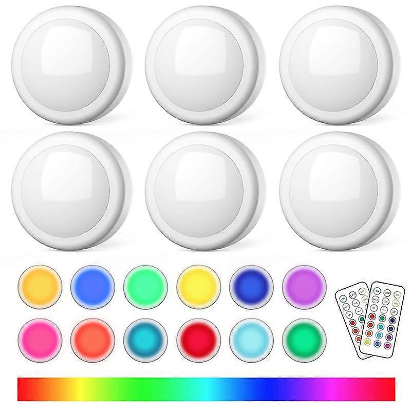 Battery Operated LED Push Lights with Wireless Remote, 13 Color RGB