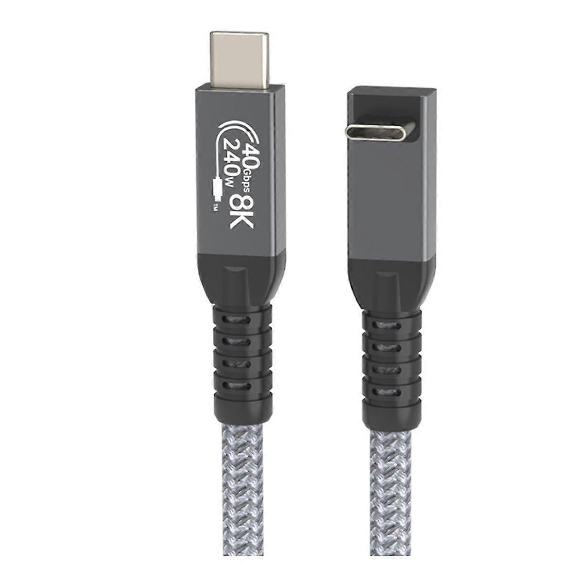 USB 4 Cable 90 Stereoscopic Elbow 40Gbps USB4 Type C Data Cable Fast Charging PD 240W, 8K Video Transfer 1M