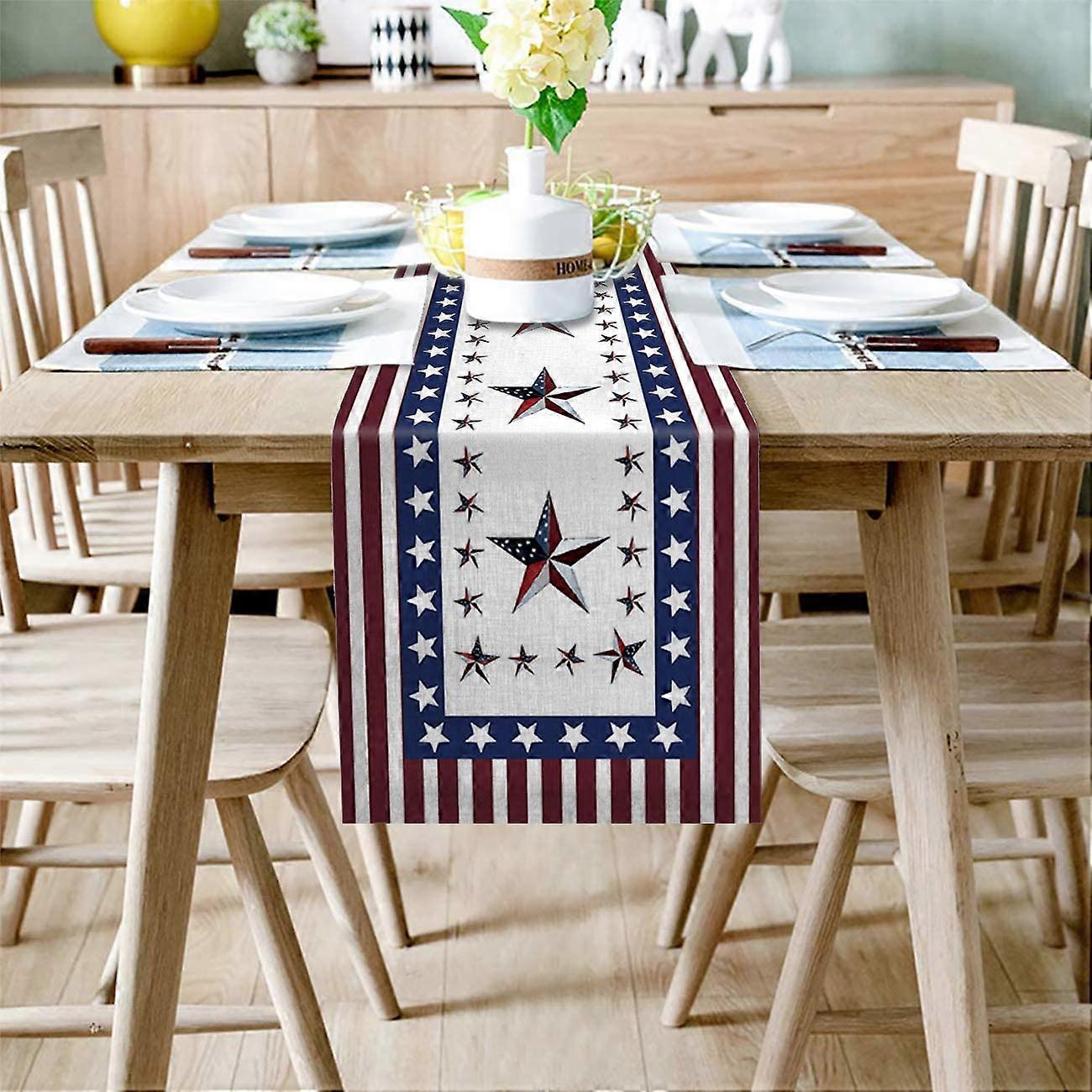 Burlap Table Runner 13X90 Inches Independence Day Table Runners For Dining Buffet Kitchen