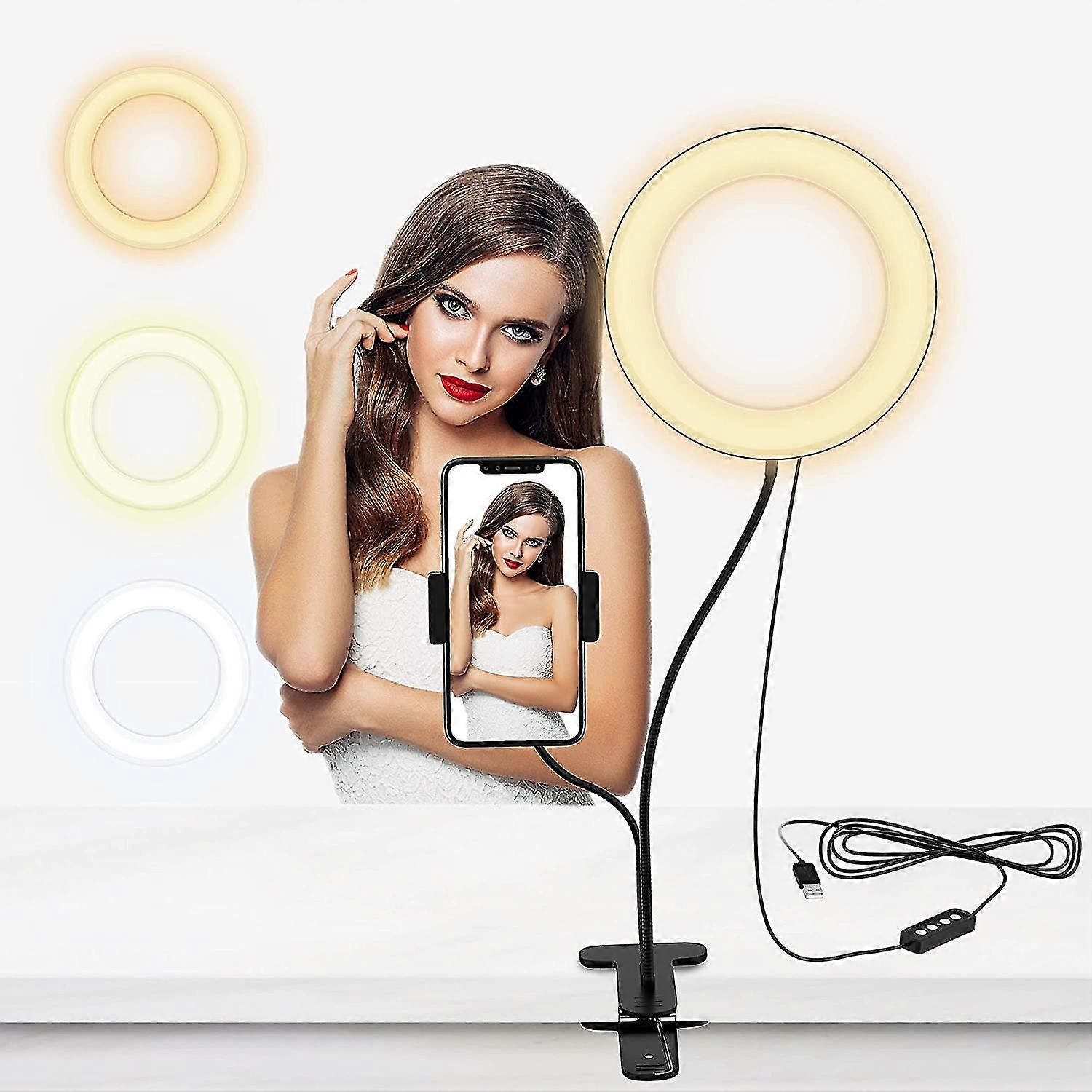 6 Inch Led Ring Light With Flexible Arm 3 Lighting Mode 6.4 W 10 Brightness Levels Selfie Ring Light With Usb Interface For Makeup / Video / Youtube P