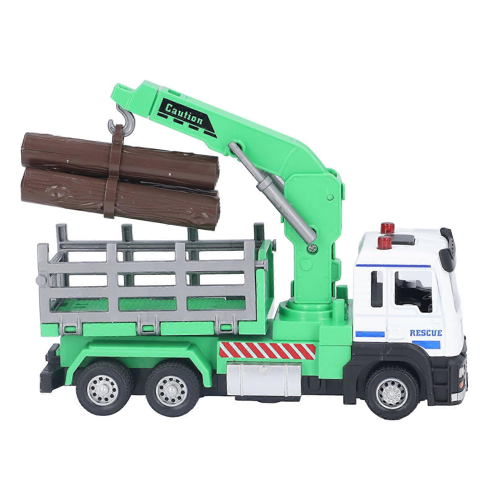 Logging Truck Toy 1:32 Log Vehicle Model with Light Music Effect for 6 Years Old Above Green