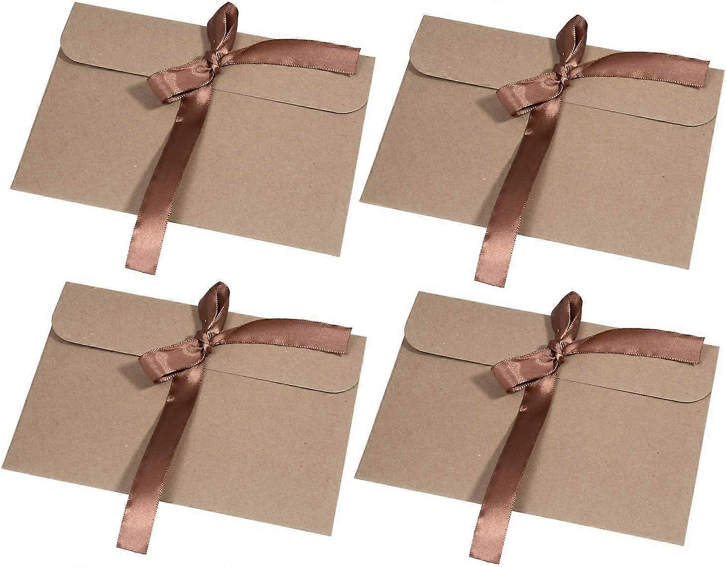 50 PCS Kraft Envelopes,Premium Envelopeswith Ribbons for Invitations, Letters, Birthday Cards