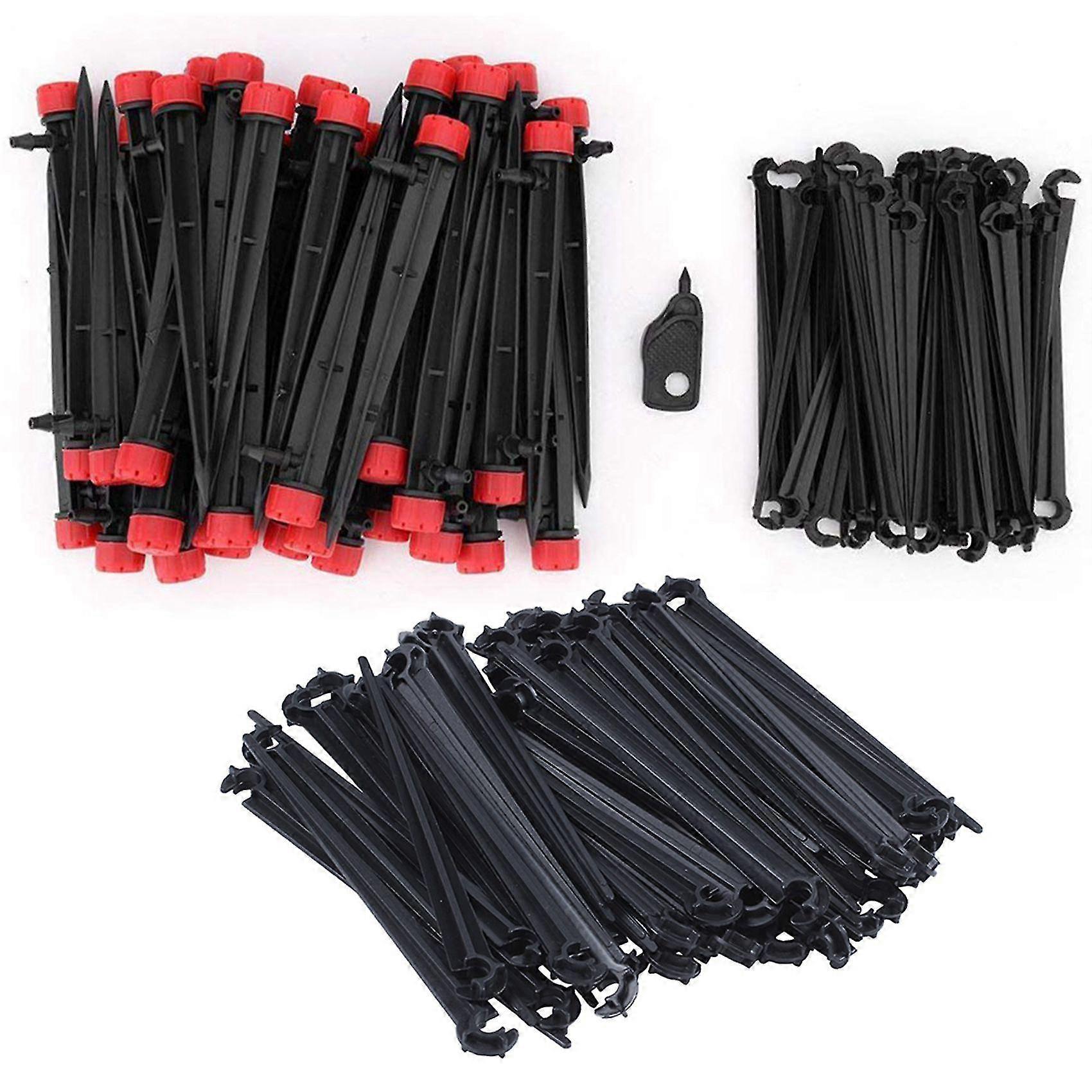 50pcs Drip Irrigation Emitters -bubbler + 50pcs Stake With 50pcs C-shaped 4 / 7mm Drip Irrigation P