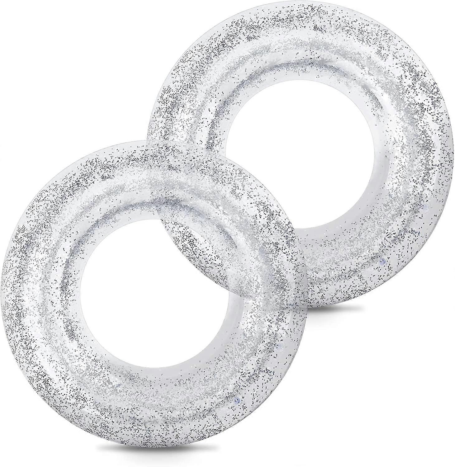 1pc Adult Swim Ring, Inflatable Pool Float With Sequins, Clear Float Rainbow Sequin Swim Ring, Colorful Durable Swim Ring For Summer Pool Party