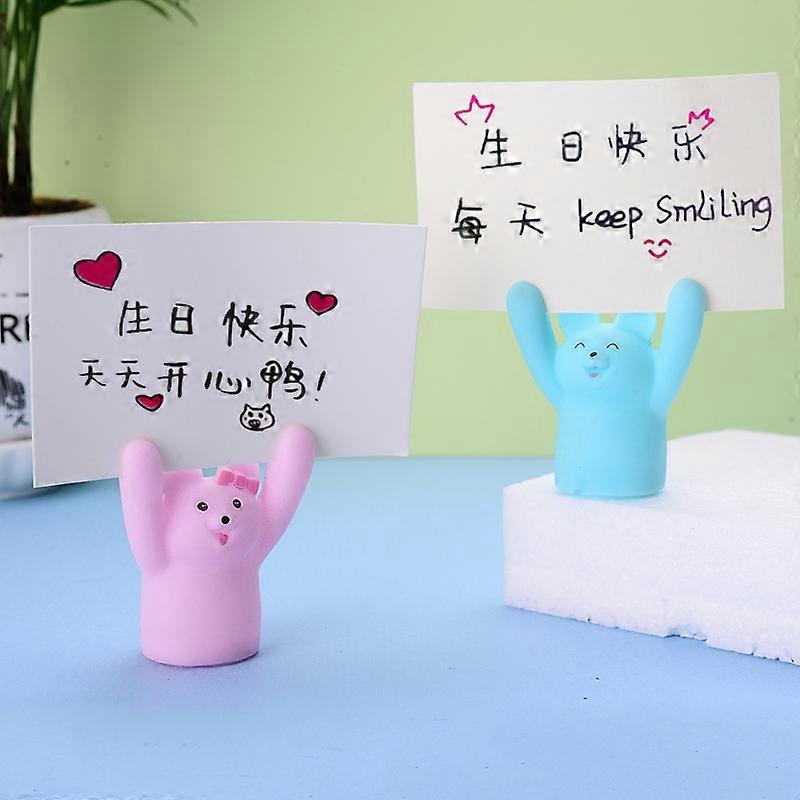 Mouse Figurine Raising Hands with card 1pair