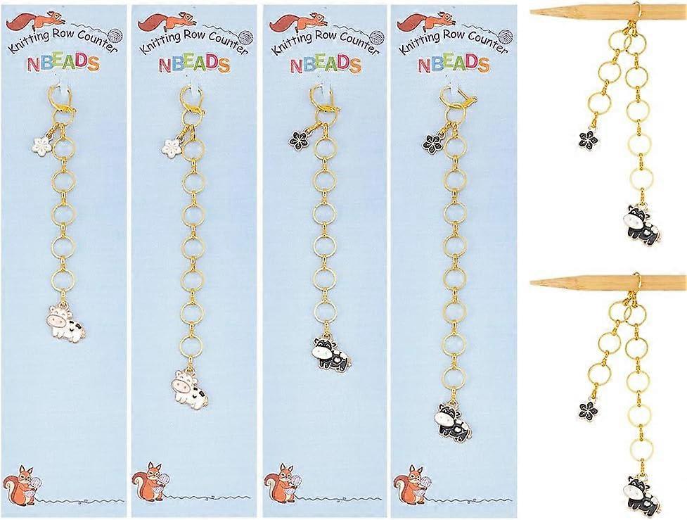 4 Pcs Animal Knitting Row Counter Chains Brass Linking Ring Locking Stitch Markers Row Counting Accessories for Knitting Crochet Tracking Project Prog