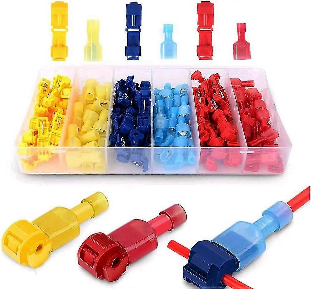 120pcs T Tap Connector Electrical Lug, Quick Connector For Car Motorcycle Wire Connection Set (red/blue/yellow)