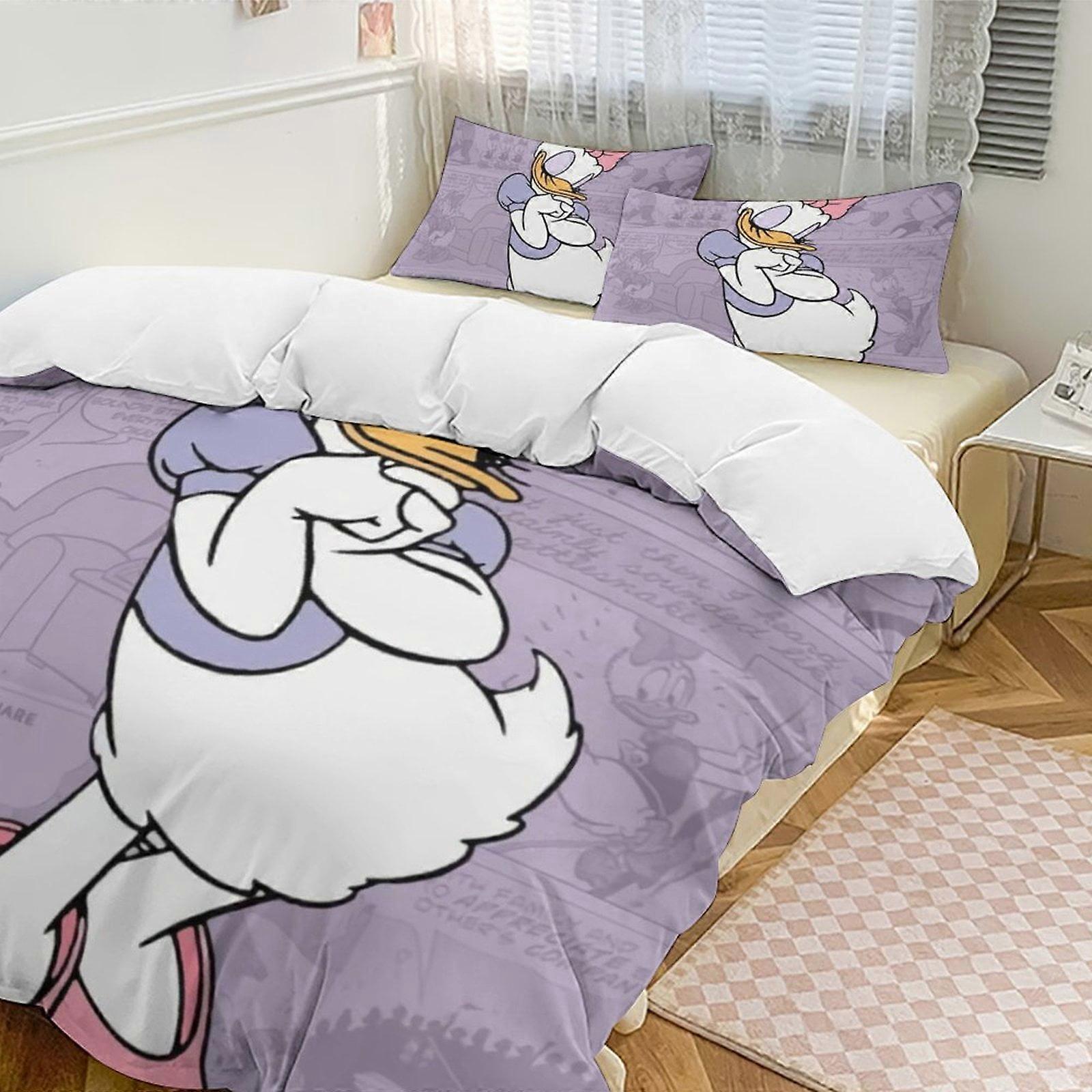 v3857  Bed Sheets Bedding Daisy DuckCartoon Collection 3-Piece Comforter Set, Personalized Bedding Decor for Kids And Teens  Bed Sheets  yuq3857