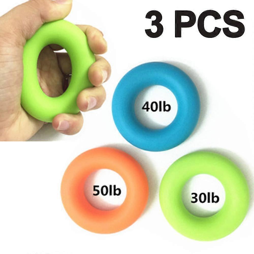 3 Pack Hand Grip Strengthener Rings, Strength Trainer Compatible With Finger, Compatible Withearm Exercise, Rock Climbing Gripper Workout - 30, 40 And