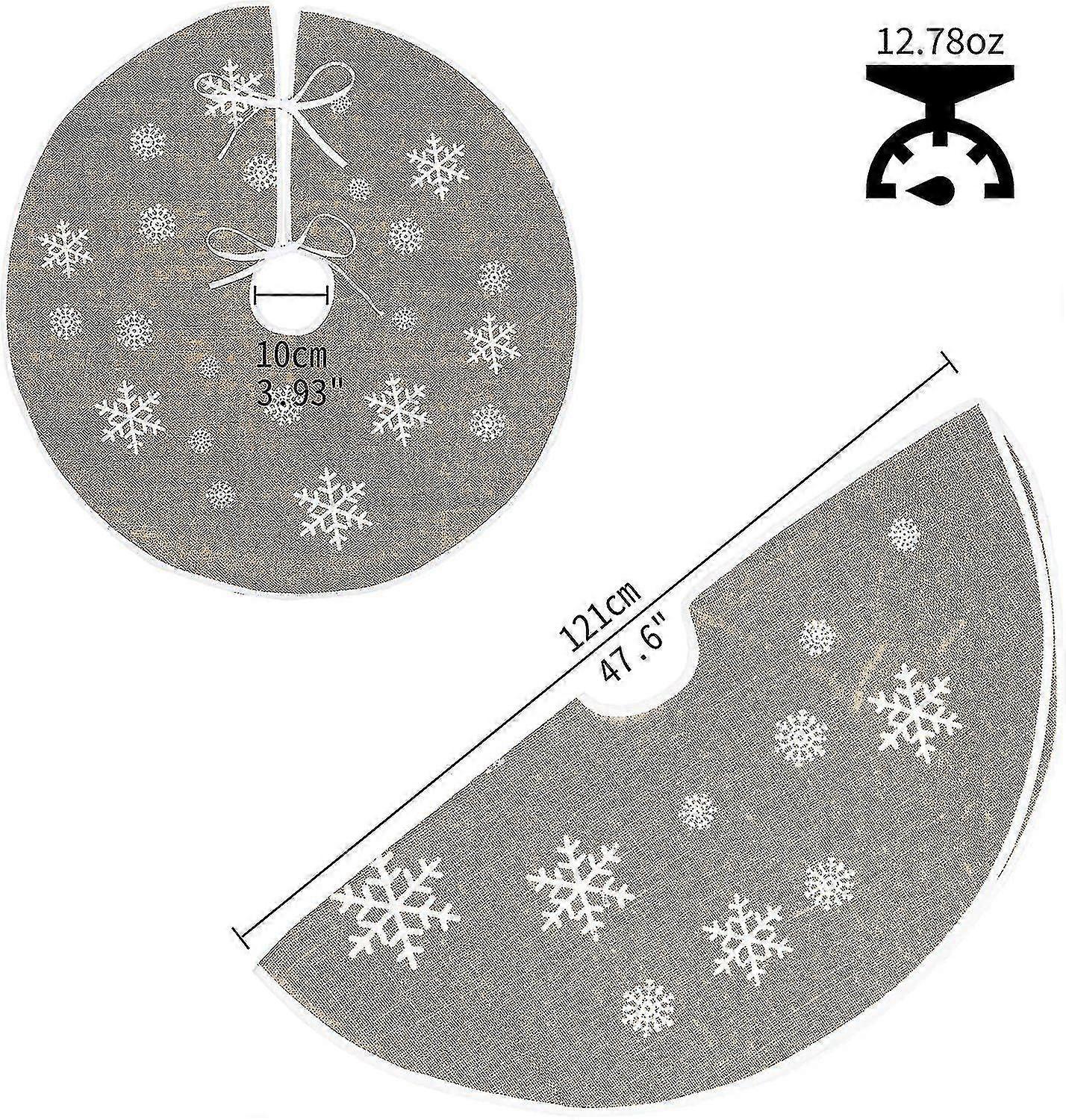 Linen Christmas Tree Skirt,christmas Tree Skirt For Christmas Tree Retro,white Snowflakes Printed - Jxlgv