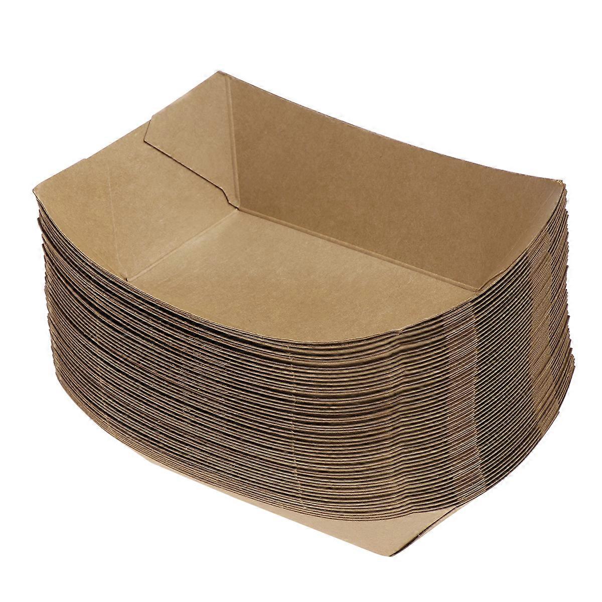 Toyvian 50PCS skipsform Ta ut containere Easy Fold Box Kraft Paper Box Lunsj Salat Carton til fest
