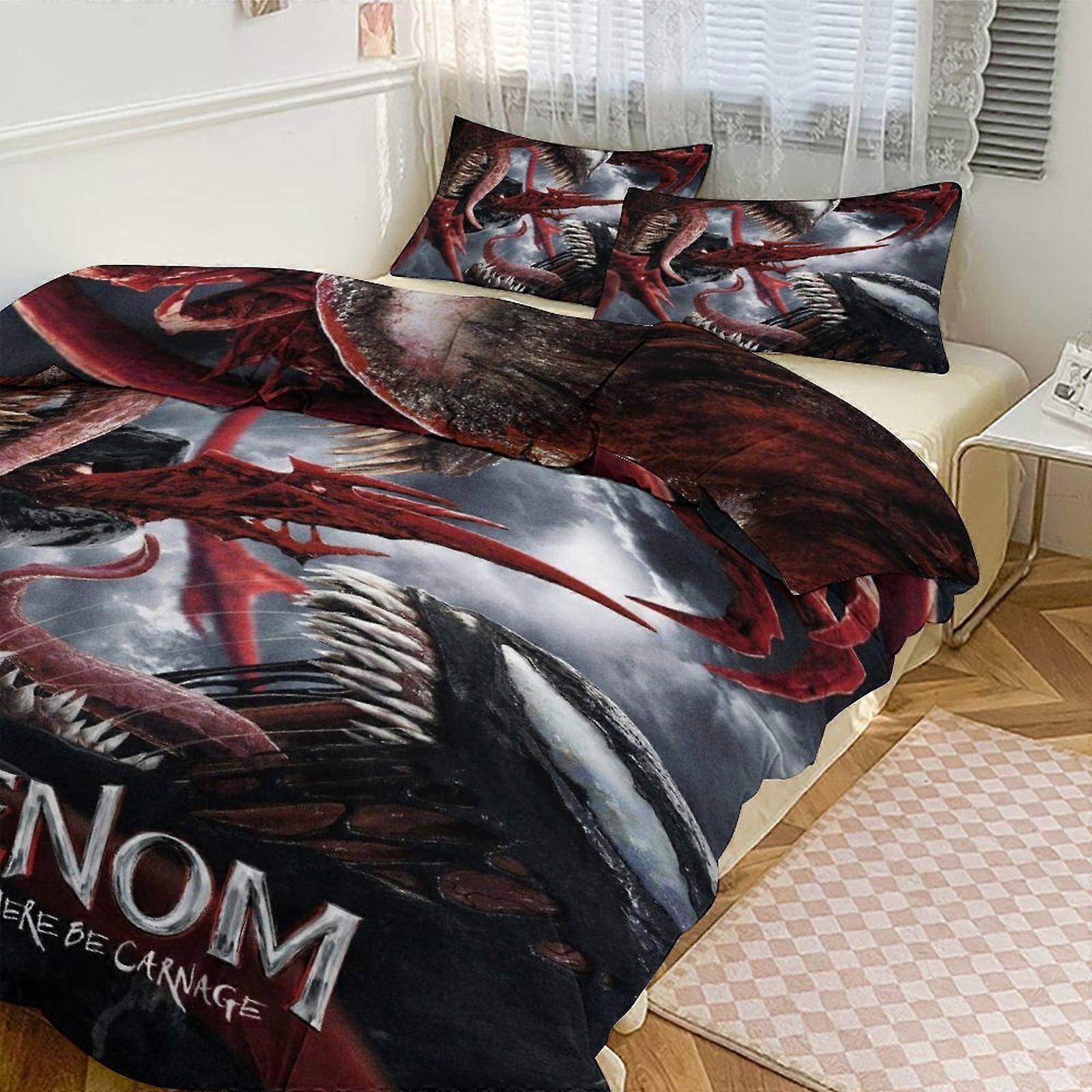 Ez14 Venom Print Bedding Set Pattern Duvet Cove Set 3 Pieces 1 Quilt Cover And 2 Pillowcases for Women Men Teens Multiple sizes to choose from IU14