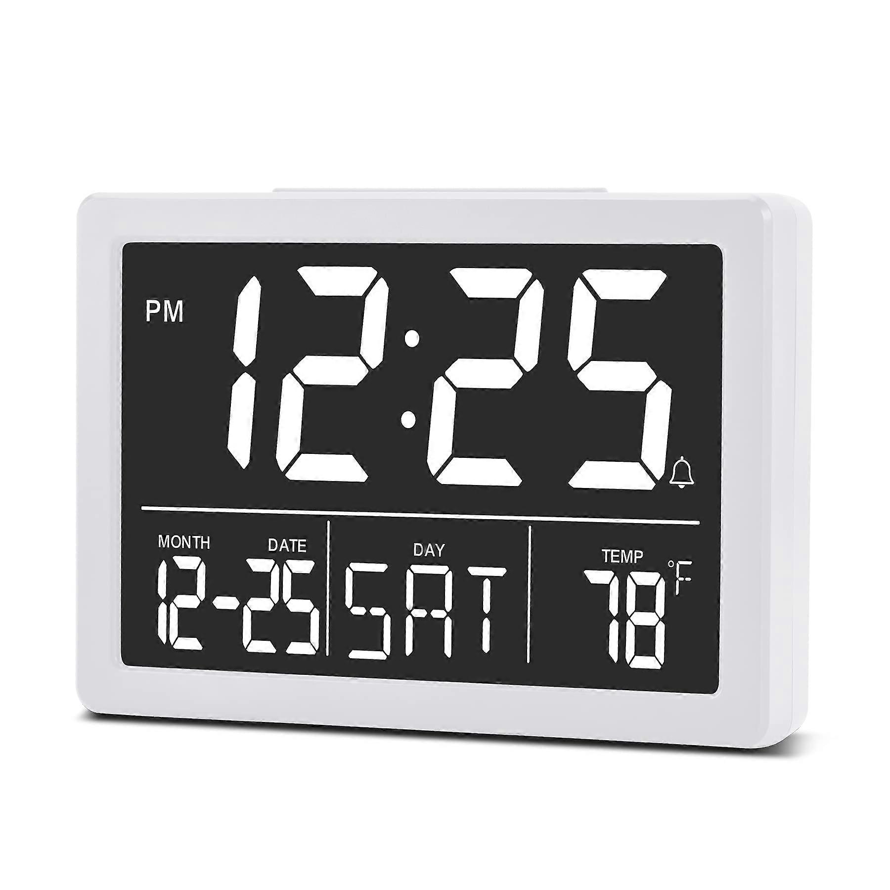 Alarm Clock, Digital Clock, Electric Digital Clock with 5.5" LED Display, Brightness, Adjustable Volume, Date and Temperature, Table Clock for Bedside
