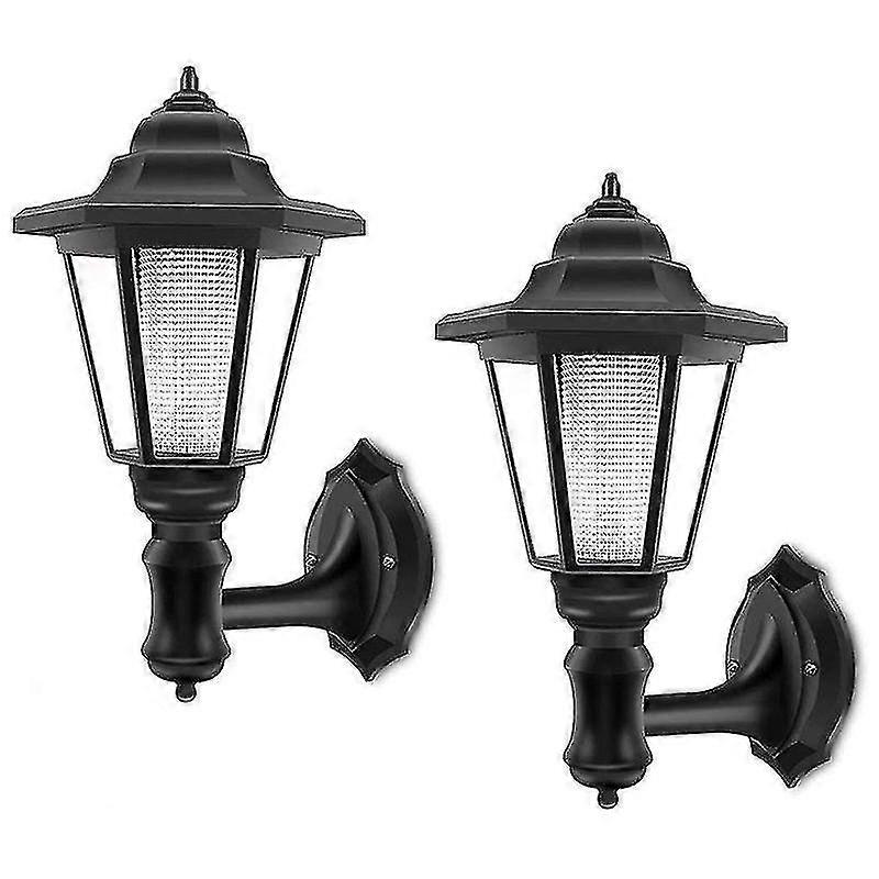Solar Wall Light Wall Light, Solar Garage, Front Porch, White - 2-pack