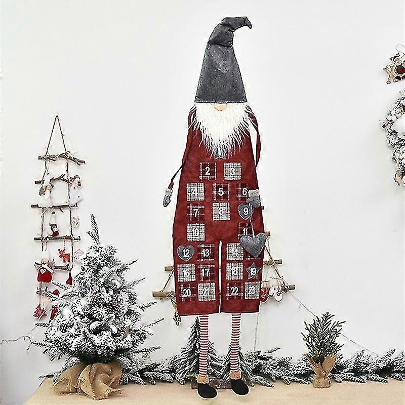 تقويم مجيء عيد الميلاد 2022 ، جنوم مع جيوب 24 يوما ، تقويم العد التنازلي لعيد الميلاد من القماش القابل لإعادة الاستخدام ، زينة عيد الميلاد المعلقة على الحائط المنزلي