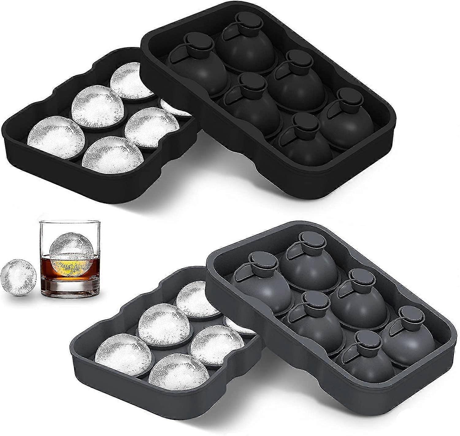 Round Ice Cube Mold, 2pcs Silicone Ice Cube Tray With Lid And Funnel Holes