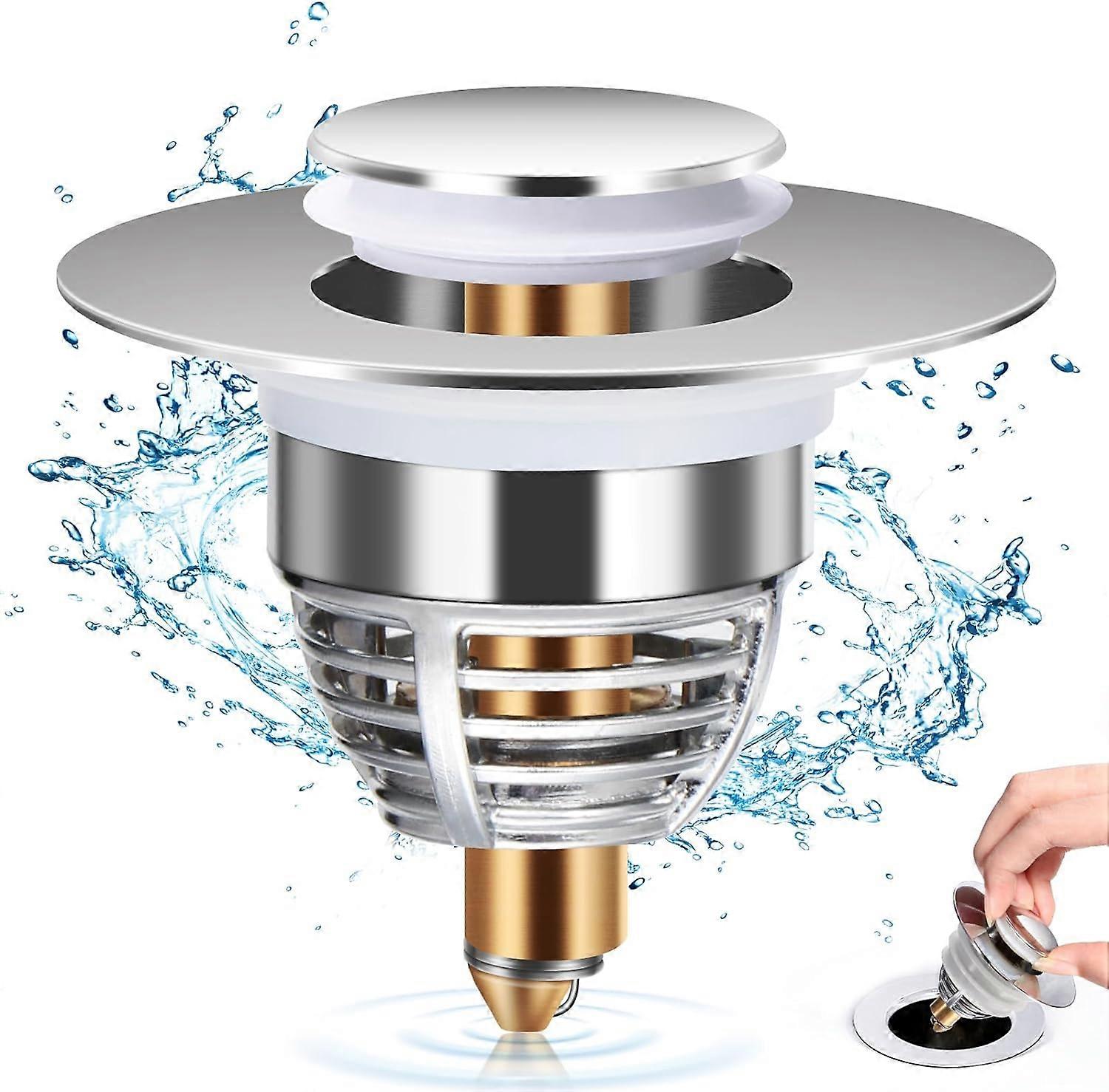 Universal Sink Drain, Improved Drain Plug, Pull Type Sink Drain, Accelerates Drainage Without Clogging, for Bathtub, Kitchen