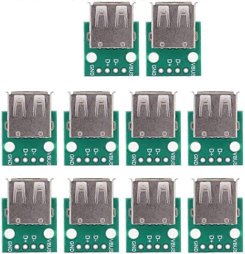 usb type a kvindelige breakout board, 10 stk usb 2.0 breakout board usb til dip adapter konverter 2,54 mm breakout board 4 pins opslagstavle