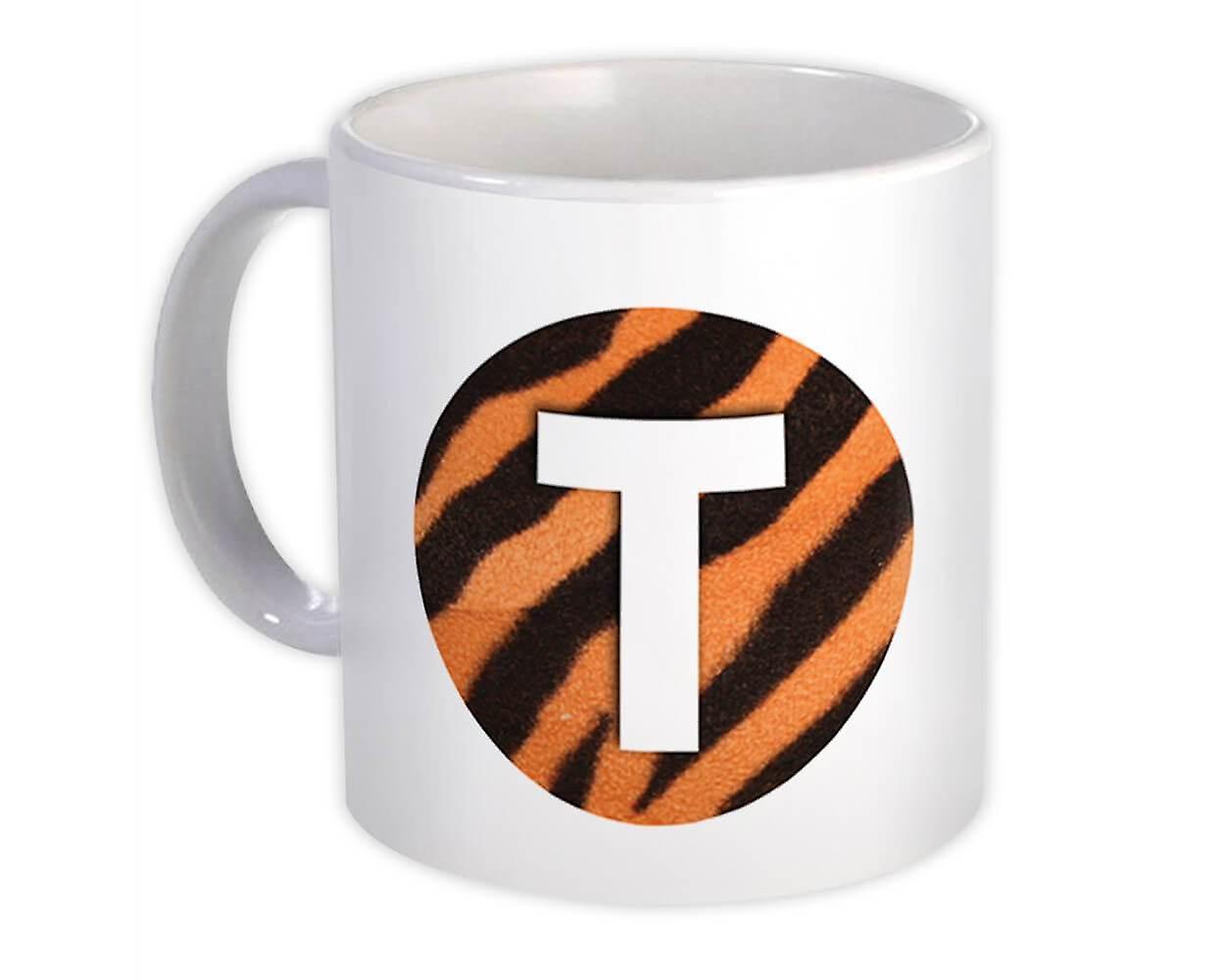 Geschenkbecher: Monogramm Buchstabe T Tiger