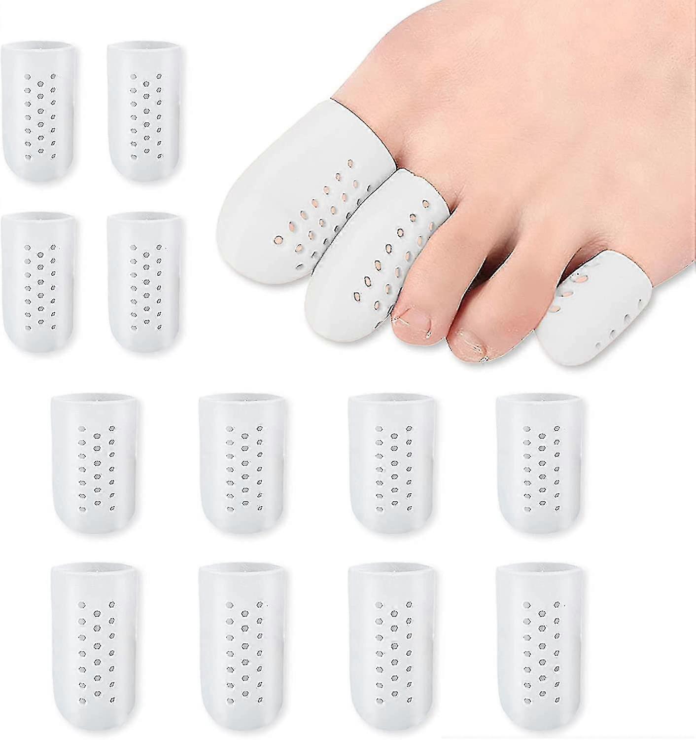 12pcs προστατευτικά δακτύλων gel αναπνεύσιμα, καπάκια δακτύλων blister με τις τρύπες, επαναχρησιμοποιήσιμα καλύμματα δακτύλων των ποδιών γυναίκες άνδρες για τα δάχτυλα των ποδιών σφυριών