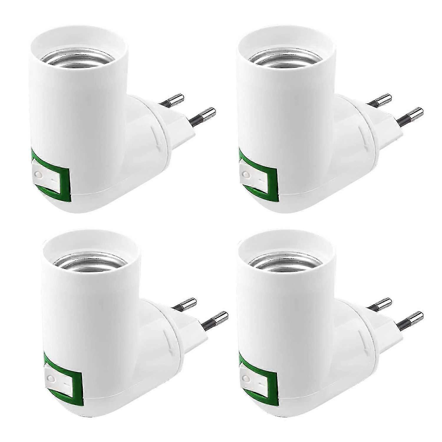 4 Pieces E27 With Switch Construction Socket Ac 220v Electrical Socket For Kitchen Wall Lamp Adapter Led Light Bulb Holder (white)